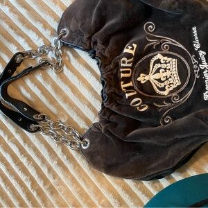 Rare Vintage Juicy Couture Brown Velour Hobo Women's Bag Y2K
